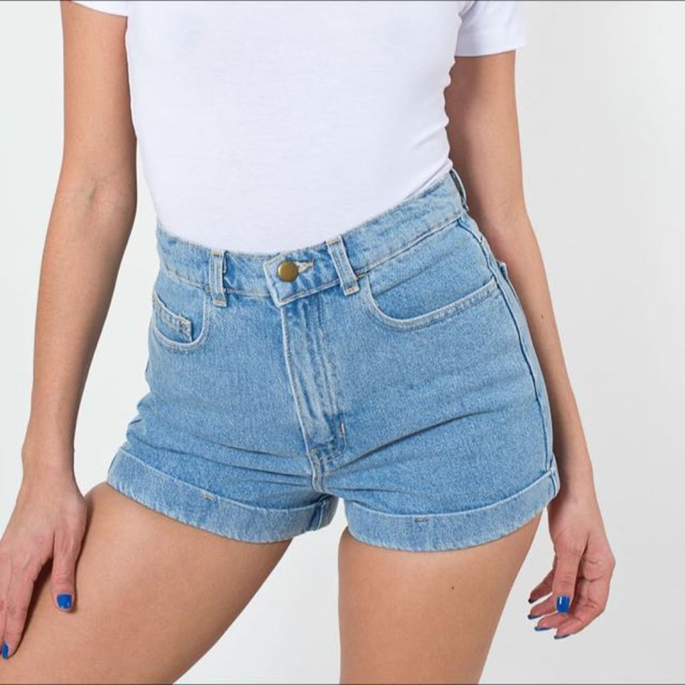 AMERICAN APPAREL CUFFED HIGH WAISTED SHORTS